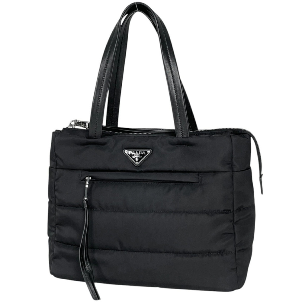 Prada Tote Tessuto Saffiano Bag Plate Nero Black